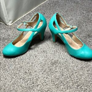 Chase + Chloe Blue Mary Jane Heels